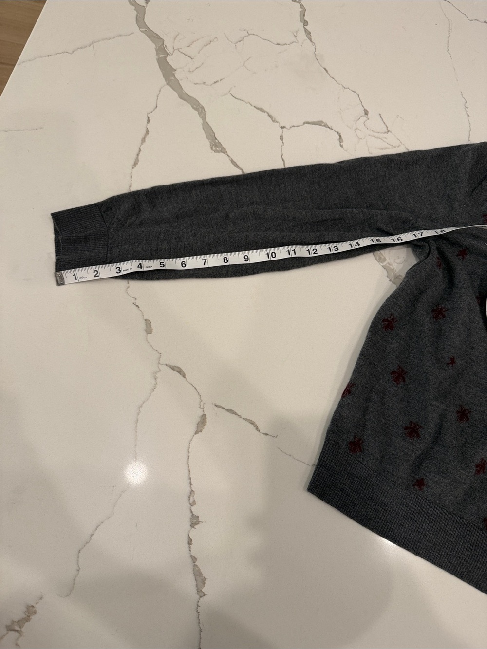 Gucci Gray V-Neck Sweater with Red Insect (See Photos) - Picture 7 of 7